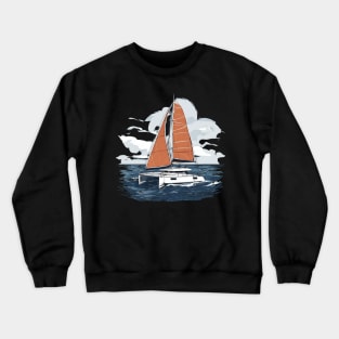 Men's Catamaran Sailing Vintage Sketch Crewneck Sweatshirt